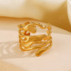 Stainless Steel Lava Irregular Hollow Ring for Women Metal Texture Daily Simple Stylish Golden Rings Jewelry - Image 2