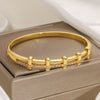 Greatera Light Style Cubic Zircon Filled Cuff Bracelet Simple Ring Cluster Weave Pattern Mechanical Interlocking Bangle - Image 11