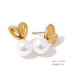 Imitation Pearls Drop Stainless Steel Golden Korean Hoop Earrings Charms Jewelry Gift - Image 14