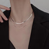 Silver Double Layer Box Chain Snake Clavicle Chain Necklace Female Hip-hop Retro Unique Design Jewelry - Image 3