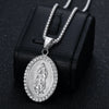 Virgin Mary Prayer Pendant Necklaces Gold Color 316L Stainless Steel with Rhinestone Women/Men Jewelry - Image 5