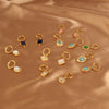316L Stainless Steel Gold Color Pendant Stone Earring Hoop Earrings For Women Jewelry Gifts - Image 2