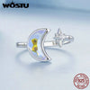 Silver Moon Star Open Ring For Women Rainbow Moonstone Zircon Adjustable Rings Lovely Party Jewelry Gift - Image 4