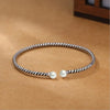 Personality Silver Jewelry Thai Silver Stranded Teeth Double Bead Pearl Simple Bracelet - Image 1