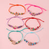 6pcs/Set Cartoon Capybara Zinc Alloy Soft Clay Handmade Adjustable Rope Bracelet For Girls - Image 3