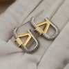 Full Crystal Letter V Stud Earrings for Women Jewelry Zirconia Earrings Party Accessories - Image 6