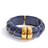 Exclusive Multi-Color Acrylic Resin Wide Statement Bracelet Bangle Stainless Steel Autumn Winter Sweater Wrist Jewelry - Image 8