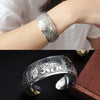 Bohemian Ethnic Style Retro Silver Wide Bracelet For Women Carved Flower Opening Bracelet Boho Vintage Jewelry - Image 4