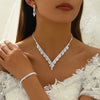 Women's Rhinestone Sparkling Earrings Necklace Bracelet Ring Jewelry Set Wedding Banquet Party Holiday Gift - Image 7