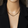 316L Stainless Concise Steel Black Glass Stone Necklace Bracelet Suit For Womens TrendNon-fading jewelry Set - Image 6