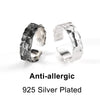 Stone Pattern Ring for Men and Women Crack Style Retro Finger Jewel Silver Plated Opening Adjustable - Image 2