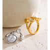Size 8 Stylish Unique Simulated Pearls Zirconia Finger Ring Gold Platinum Plated Stainless Steel Geometry Retro Jewelry - Image 4