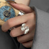 Silver Rings for Women Vintage Matte Frosted Lace Irregular Finger Rings Y2K Couple Ring Hip Hop Jewelry - Image 2