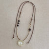 French Irregular Round Imitation Pearl Beads Pendant Necklaces for Women Double Layered Adjustable Rope Sweater Chain - Image 3