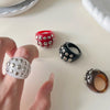 Vintage Rivet Acrylic Chunky Irregular Wide Ring for Women Unique Design Ellipse Shape Ring Set Daily Party Jewelry Gift - Image 3