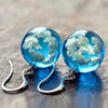 Round Glass Blue Sky and White Clouds Pattern Earrings Personality Silver Color Metal Hook Dangle Earrings - Image 1