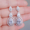Brilliant White Cubic Zirconia Dangle Earrings for Women Water Drop Earring Evening Party Bridal Wedding Jewelry - Image 3