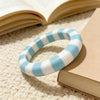 Boho Color-Blocked Resin Bracelet Geometric Striped Cuff Bracelet Stackable Jewelry Round Women Statement Bangle - Image 5