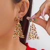 Xmas Holiday Drop Earrings Colorful Rhinestone Bowknot Xmas Tree Dangle Earrings Elegant Christmas Jewelry Gifts For Women Men - Image 3