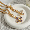Retro Stainless Steel Cross Pendant Necklace Zircon Pearl Pendant Necklace Religious Necklace Cross Jewelry Gift For Her - Image 5