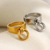 Small Circle Simple Ring Minimalist Flipped Circle Hoop Cute Design Dailry Accessories Women's Jewelry - Image 5