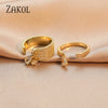 Zakol Korea Multilayer Zircon Engagement Open Rings for Women Water Drop Party Jewelry - Image 3