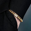 Adjustable Square Bead Bracelet in Black Silver-Tone or Gold-Tone - Image 14