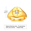 Women Star Signet Rings, Gold Color Stainless Steel Round Finger Band, CZ Stone Star Girl Anel - Image 4
