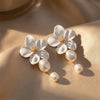 Elegant Baroque Imitation Pearl White Flower Drop Earrings for Women Dainty Dangle Earrings Banquet Party Jewelry Gift - Image 4