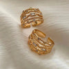 Hollow Sun Ring with Natural Stone in Gold-Tone - Image 5