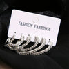 3 Pairs Full Shiny Rhinestone Hoop Earrings Different Size Gold/Silver Color Earrings For Women Simple Jewelry - Image 5
