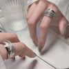 Korea Gold Color Multilayer Wide Open Rings For Women Shiny Zircon Cross Adjustable Finger Ring Wedding Jewelry Gift - Image 5