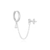 1pc Silver Shimmering Clear CZ Zircon Ear Cuff With Chain Tassel Stud For Women Gift Cartilage Clip Earrings - Image 14