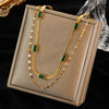 316L Stainless Steel Green Zirconia Crystal Necklace For Women Chain Choker Jewelry Party Wedding Gifts - Image 4