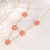 Gold Plated Stainless Steel Necklace Woman Five Leaf Petals Double Sided Necklaces for Women Pendant Flower Clover Jewelry - Image 9