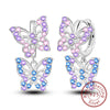 Silver Hoop Earrings Purple Zircon Flowers Butterflies Studs Earring For Women Wedding Engagement Gift - Image 14