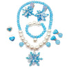 Children Snowflake Elsa Dress Up Jewelry for Girls Pink Rosy Blue Purple Necklace Bracelet Ring Earrings Aurora Rapunzel Cosplay - Image 2