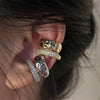 Geometric Double Layer Ear Cuff with Cubic Zirconia No Piercing Needed - Image 1