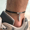 Men's Stylish Black Rope Chain Ankle Bracelets for Boys, Stainless Steel Feather Beads Charm Anklet,Foot Gifts Jewelry - Image 3