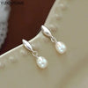Silver Needle Pearls Stud Earrings For Women Geometry Pearls Pendant Earings Jewelry Party Gifts - Image 30