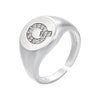silver color A-Z Initial Signet Rings For Women Men Statement Ring 26 letters women adjustable rings - Image 17