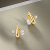 Gold Plated Eros Floating Huggies Earring Minimalist Pear Oval Marquise CZ Waterdrop Hoop Earring For Women - Image 6