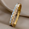 Oval Geometric Charm Stainless Steel Bangles Bracelets for Women Unique Design Hollow Gold Color Wrist Jewelry - Image 9