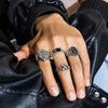 4Pcs Retro Simple Stackable Stainless Steel Wide Ring Men's Gothic Pattern Metal Finger Ring Hip Hop Casual Jewelry - Image 8