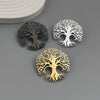 design hollow round tree of life stainless steel gold-plated brooch, and pin, men's suit badge - Image 1