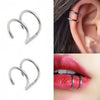 Stainless Steel Fake Piercing U-shaped Double Layer Ear Clips Lip Clip for Women Charms Ear Bone Nail Ear Cuff Jewelry - Image 1