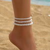 White Beads Simulated Pearl Anklets For Women 3pcs/Set Versatile Foot Chain Ankle Bracelet Boho Beach Jewelry Summer Accessories - Image 4