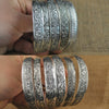 Antique Silver-Tone Open Cuff Bracelet with Snake and Floral Motifs - Image 4