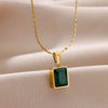 Oval Colorful Stone Necklace For Women Stainless Steel Gold Color Green Opal Stone Pendant Necklace Aesthetic Jewelry Gif - Image 11