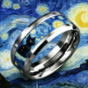 Vintage Cat Looking Up At The Stars and Moon Ring Classic Artistic Oil Painting Stainless Steel Rings For Women Men Jewelry Gift - Image 3